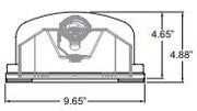 Single-head remote emergency light dimensions: 9.65 in wide; height 4.65–4.88 in (body vs overall).