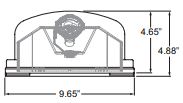 Single-head remote emergency light dimensions: 9.65 in wide; height 4.65–4.88 in (body vs overall).