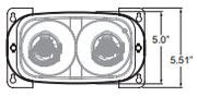 Single-lens remote head faceplate, rectangular; height 5.0–5.51 in (body vs overall); width not shown.