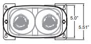 Single-lens remote head faceplate, rectangular; height 5.0–5.51 in (body vs overall); width not shown.