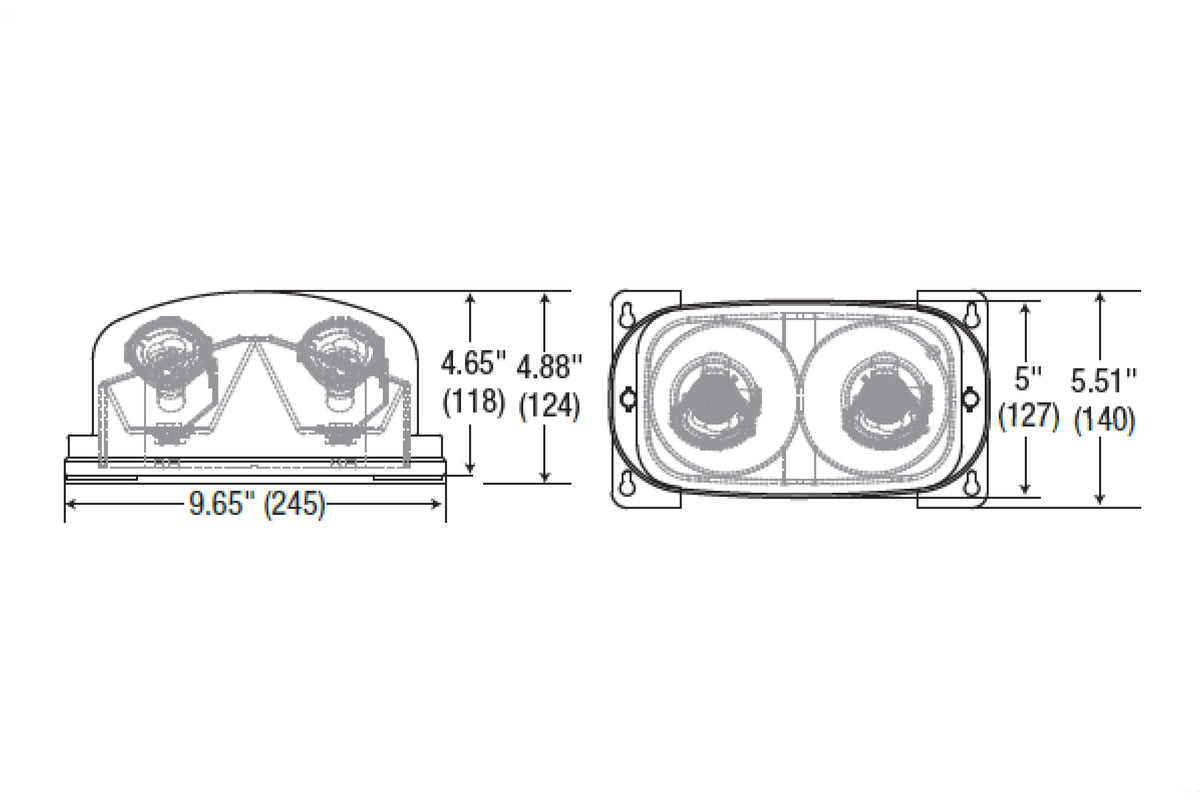 HLRHLED16 LED Hazardous Location Remote Head Double Lamp Dimensions