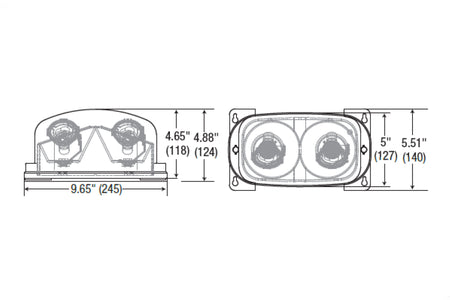 HLRHLED16 LED Hazardous Location Remote Head Double Lamp Dimensions