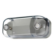HLU Series IP66 LED emergency light – angled view with conduit hub and wall-mount bracket
