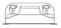 Front view dimensions: three widths 16.57 in, 15.79 in, 14.98 in; heights 7.13 in overall and 6.25 in body, dual-head rectangular housing