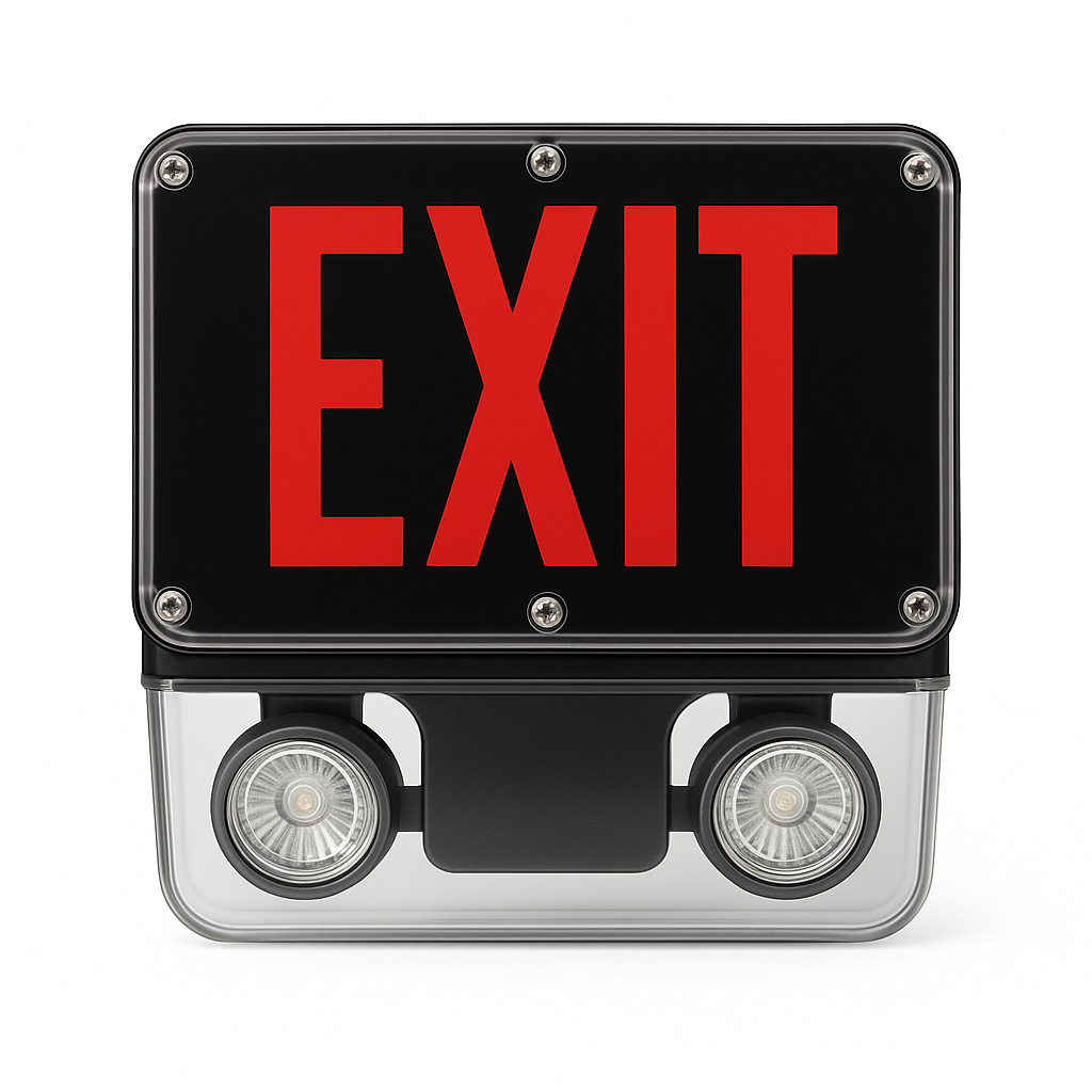 Red NEMA 4X - NSF LED Exit-Emergency Combo - front-view