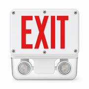 INDCWLEZU NEMA 4X NSF LED exit and emergency light combo with white housing and red EXIT letters