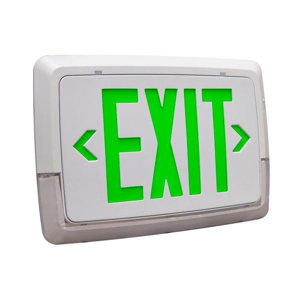 Low-Level All LED Exit Sign & Emergency Light Combo - Green Letters