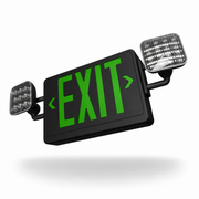 Best Lighting LEDCXTEU compact thermoplastic LED exit emergency combo with black housing and green EXIT letters