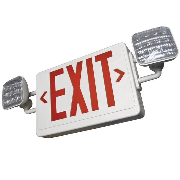 Red Thermoplastic LED Exit & Emergency Combo