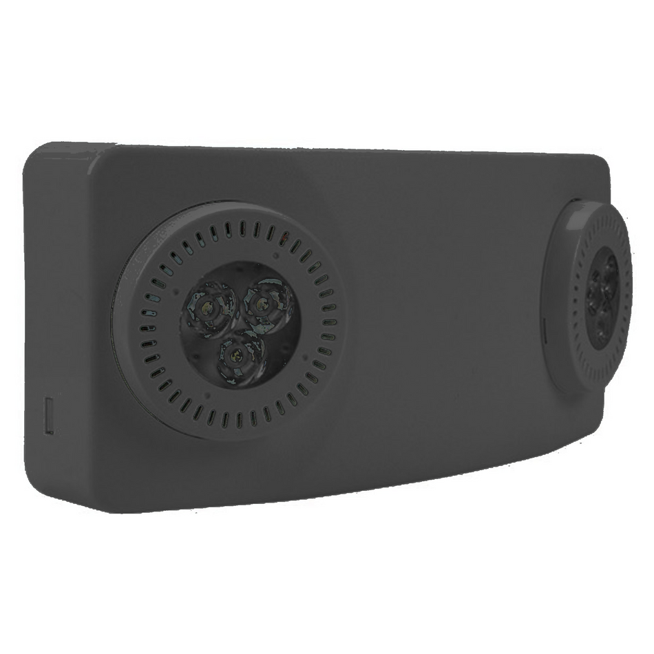 Exitronix NFT high-output LED emergency lighting unit with black housing and dual lamp heads