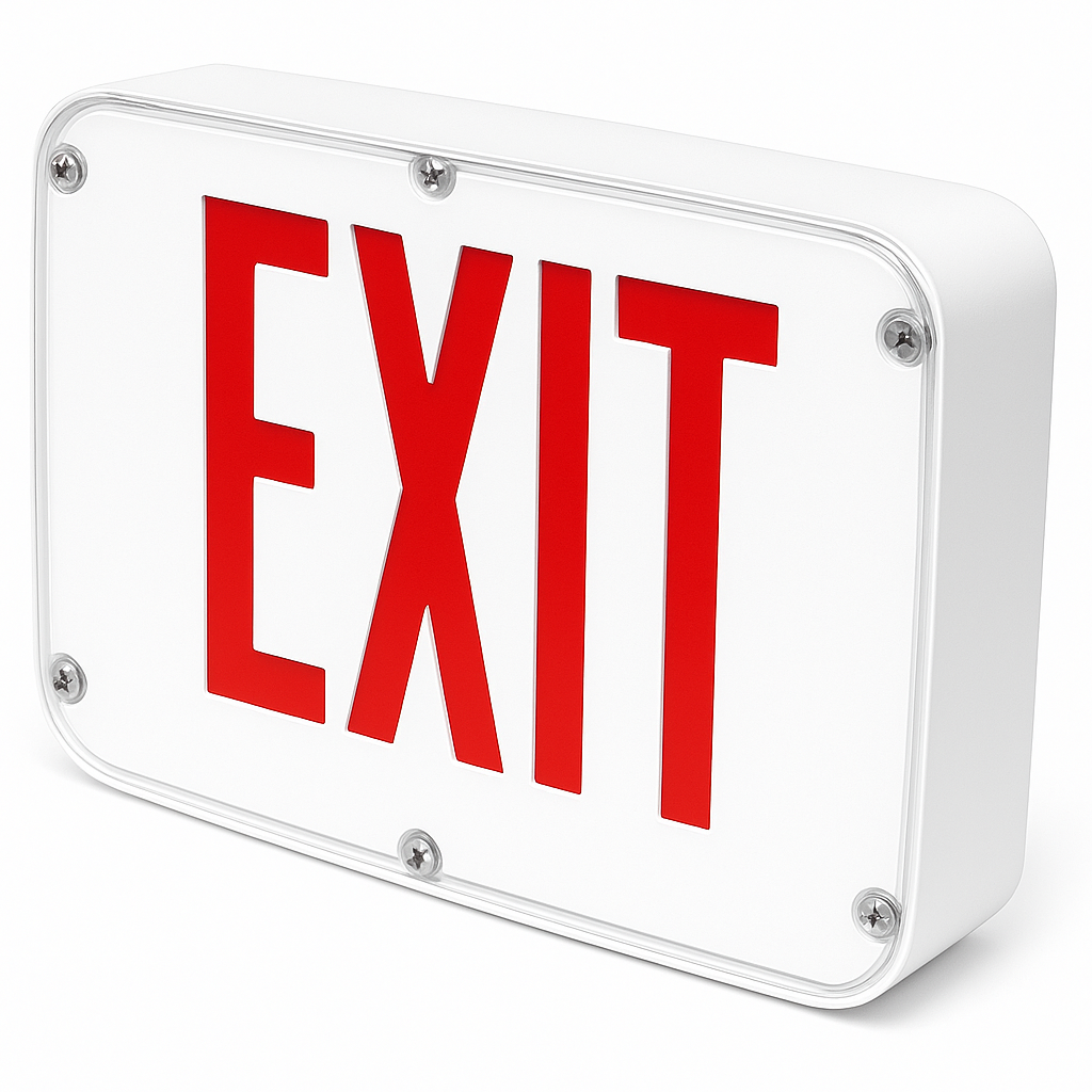Red NEMA 4X LED exit sign with White housing