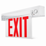 NY900C New York City edge-lit LED exit emergency combo with red legend and white finish