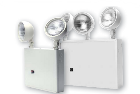 NYC Approved Steel Emergency Unit, 12 Volt, 3 Heads, 50 Watt Unit, 12 Watt  Heads