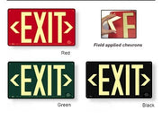 Photoluminescent Exit Sign - Wet Location Rated - 100-foot Viewing Distance - Red, Green, Black