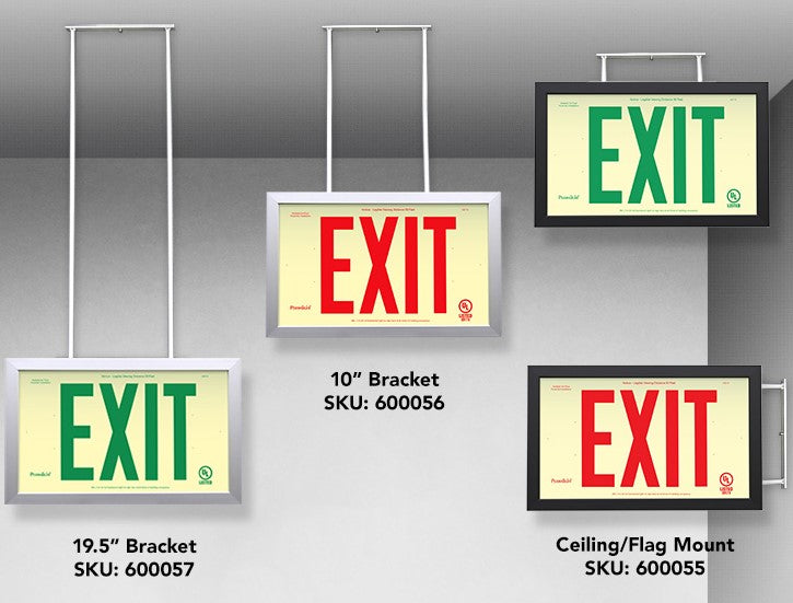 Photoluminescent Exit Signs Framed Mounting Brackets