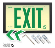 Green Photoluminescent Exit Sign - 50-foot viewing distance - black frame