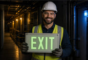 PXP self-luminous tritium exit sign in an industrial application setting