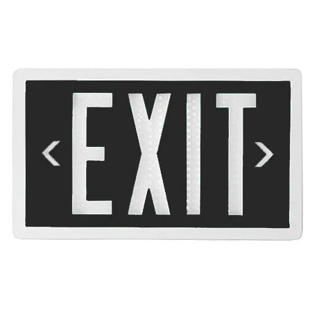 PXP self-luminous tritium exit sign with Black panel and Aluminum Frame frame finish