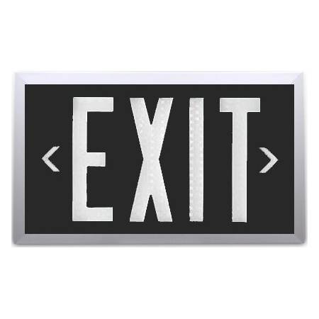 PXP self-luminous tritium exit sign with Black panel and Black frame finish