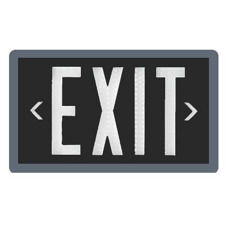 PXP self-luminous tritium exit sign with Black panel and Gray frame finish