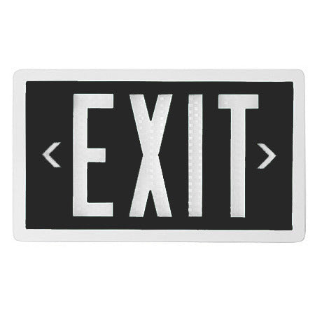 PXP self-luminous tritium exit sign with Black panel and White frame finish