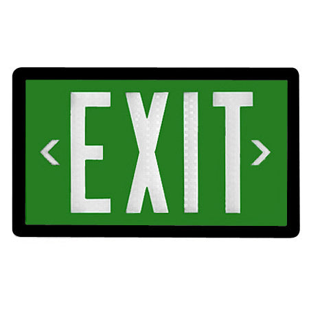 PXP self-luminous tritium exit sign with Green panel and Black frame finish