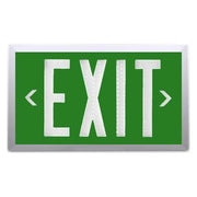 PXP self-luminous tritium exit sign with Green panel and Brushed Aluminum frame finish