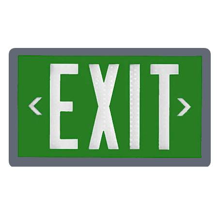 PXP self-luminous tritium exit sign with Green panel and Gray frame finish