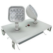 Recessed LED emergency light with dual square heads and flush-mounted trim plate