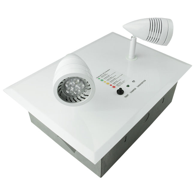 Recessed LED Emergency Light with Dual MR-16 Heads - Side View