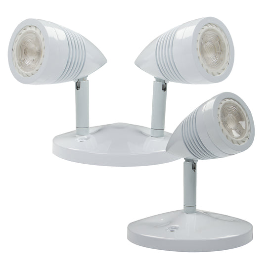 Die-cast LED remote head with MR16 lamp mounted on white wall