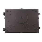 Rear view of wall pack fixture showing mounting knockouts and J-box pattern