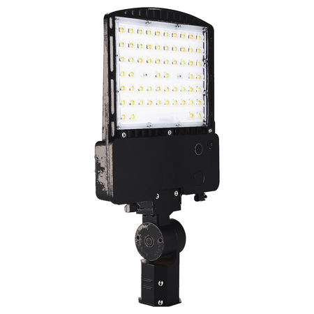 RAB RXAR-400 outdoor LED area light with black finish and pole mount arm