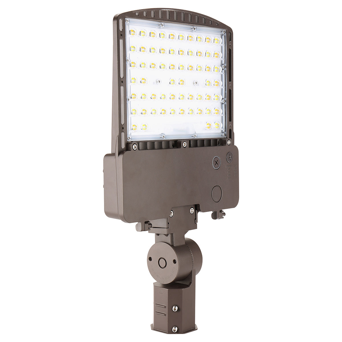 High output LED area light with adjustable slipfitter mount for round poles
