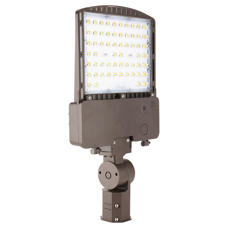 High output LED area light with adjustable slipfitter mount for round poles