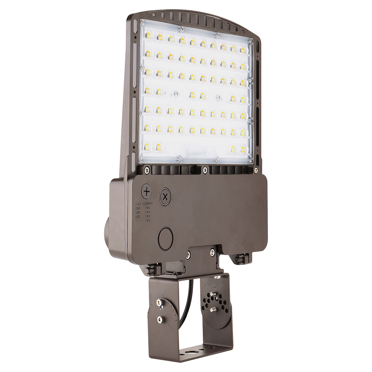 Commercial LED area light with trunnion mount for surface or wall applications