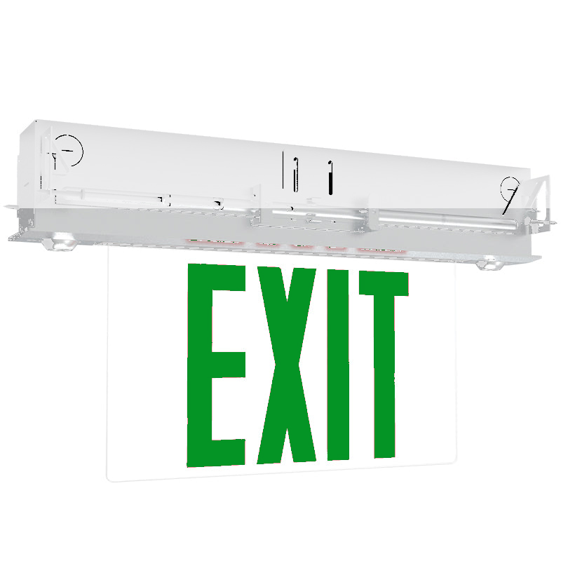 S900C edge-lit LED exit emergency combo with green legend and white finish