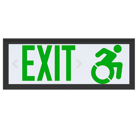 Exitronix CT400E Connecticut wheelchair-accessible LED exit sign with green letters and black finish