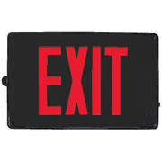 NAV vandal-resistant wet-location LED exit sign with red letters and black finish