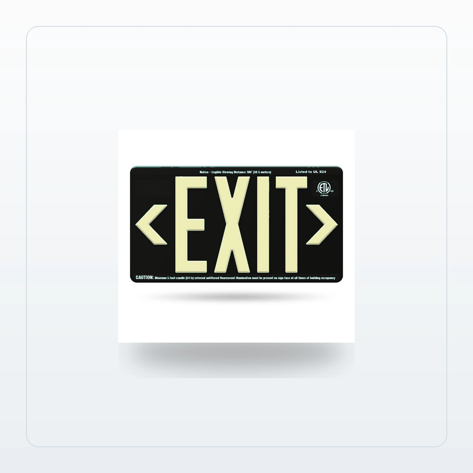 AP-WET wet-location 100-foot photoluminescent exit sign with black legend panel