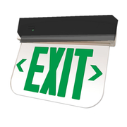 Best Lighting ELXTEU edge-lit exit sign green letters white panel black housing product image