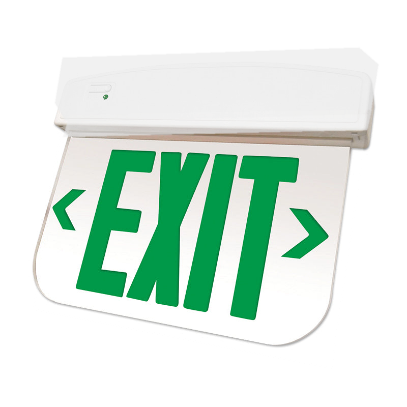 Best Lighting ELXTEU edge-lit exit sign green letters white panel white housing product image