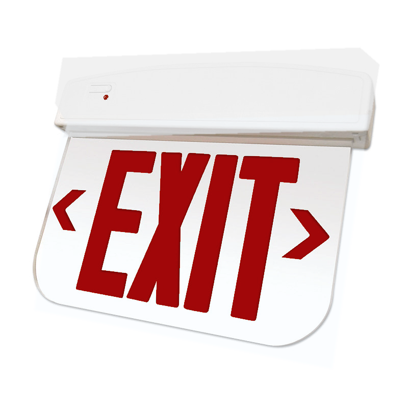 Best Lighting ELXTEU edge-lit exit sign red letters clear panel white housing product image
