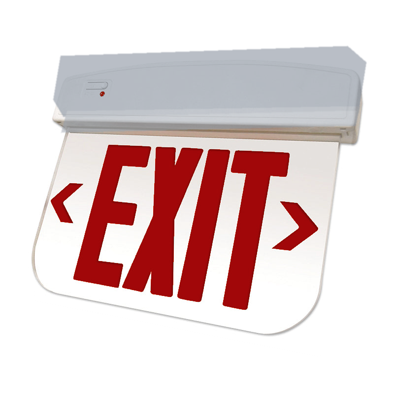 Best Lighting ELXTEU edge-lit exit sign red letters white panel aluminum housing product image