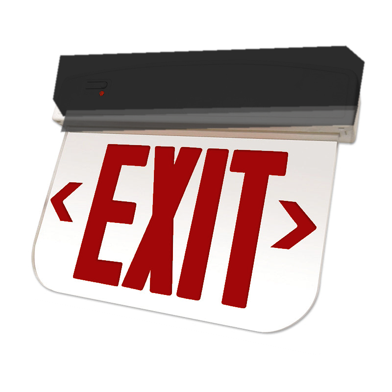 Best Lighting ELXTEU edge-lit exit sign red letters white panel black housing product image