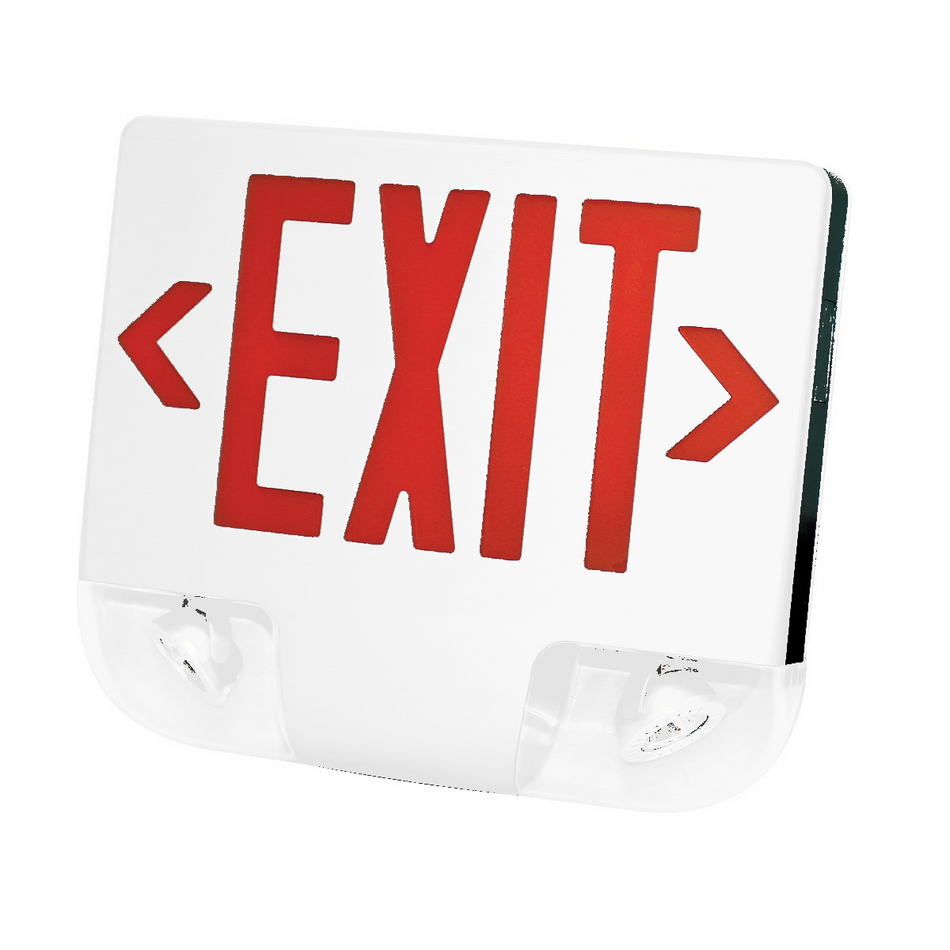 CKXTEU die-cast LED exit emergency combo with red letters and white housing