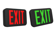 CEXTEU field-selectable red or green LED exit sign with black housing