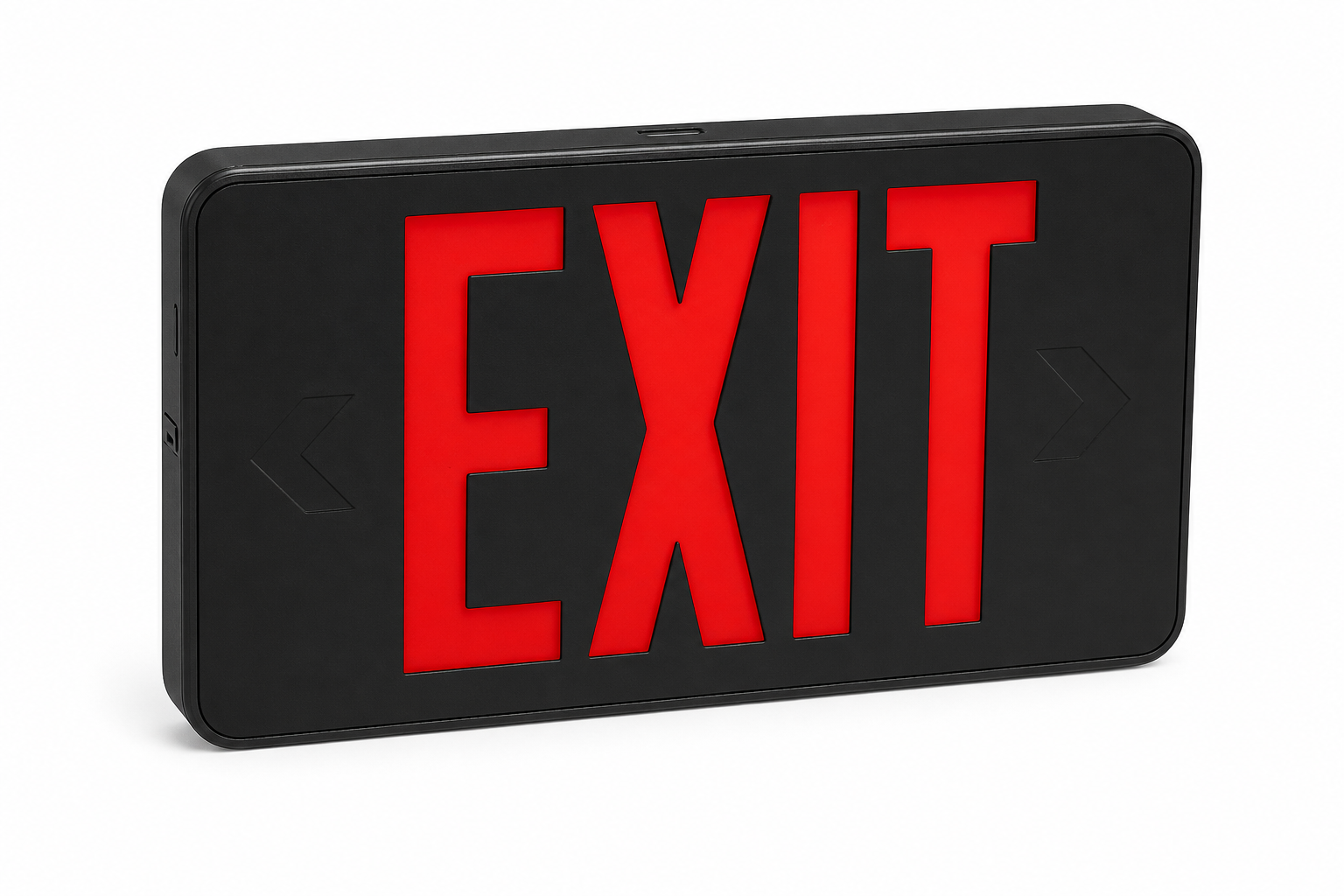 Exitronix 450 red letter black finish exit sign product image on white background for SKUs 452-LB-BB, 452-WB-BB, 453-LB-BB, and 453-WB-BB