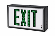 500E steel LED exit sign with green LED letters and black housing