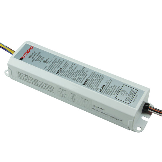 Compact fluorescent emergency ballast with UL 924 listing, NiCad battery, and test switch wiring